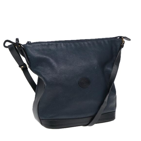 GUCCI Shoulder Bag Leather Navy Gold 001 090 001 090 - Picture 1 of 16